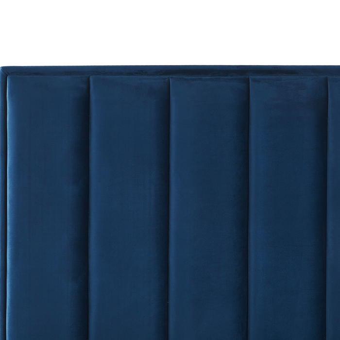 Beliani-SEZANNE -Bed met opbergruimte-Marineblauw-140 x 200 cm-Fluweel