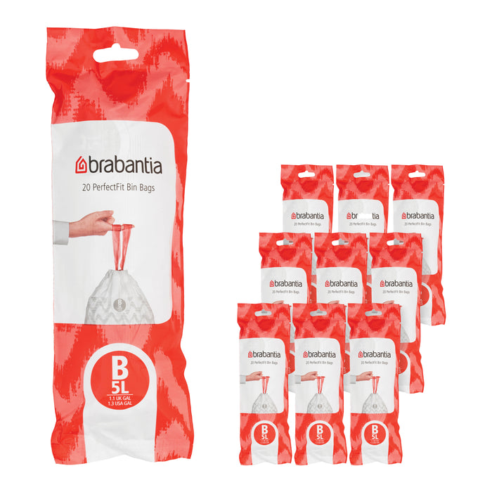 Brabantia Type B PerfectFit Jaarverpakking Afvalzak 5 Liter - 200 Stuks