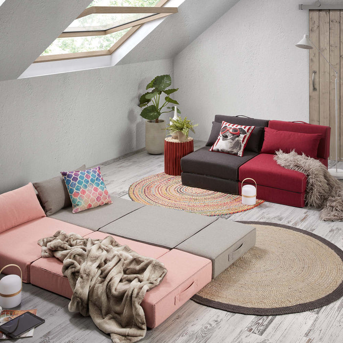 Kave Home Arty Poef Eenpersoonsbed Grijs