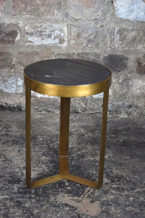 Livingfurn - Salontafel Glennis - Zwart Goud - 40x40x55cm - Marmer