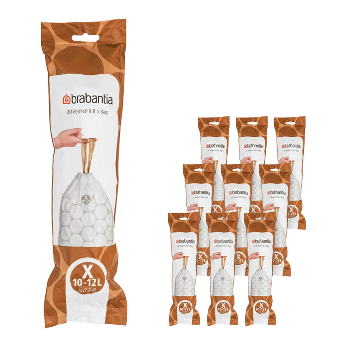 Brabantia Type X PerfectFit Jaarverpakking Afvalzak 10-12 Liter - 200 Stuks