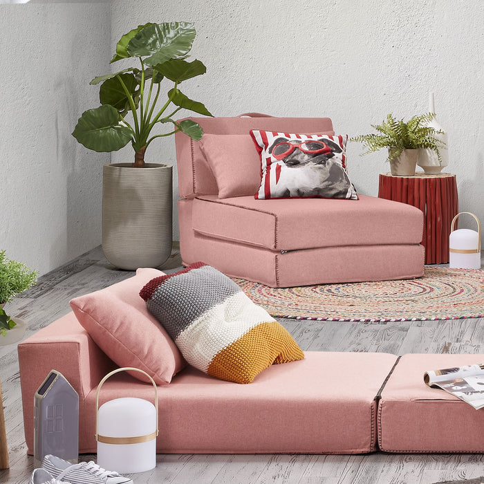 Kave Home Arty Poef Eenpersoonsbed Roze