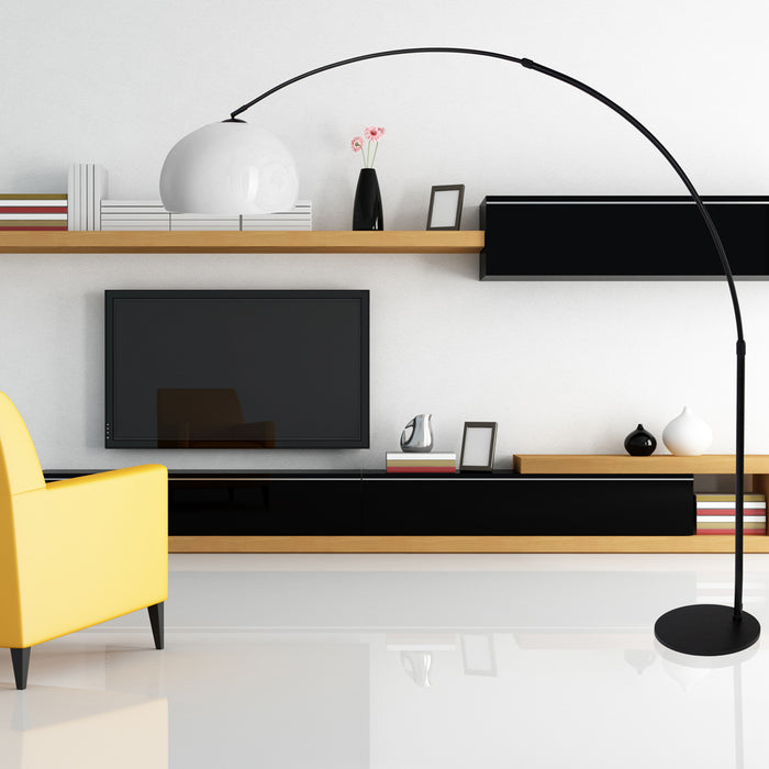 Steinhauer - vloerlamp - Sparkled Light - zwart - kunststof metaal - booglamp - E27 - 9831ZW