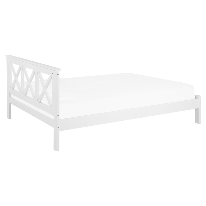 Beliani - TANNAY - Tweepersoonsbed - Wit - 160 x 200 cm - Dennenhout