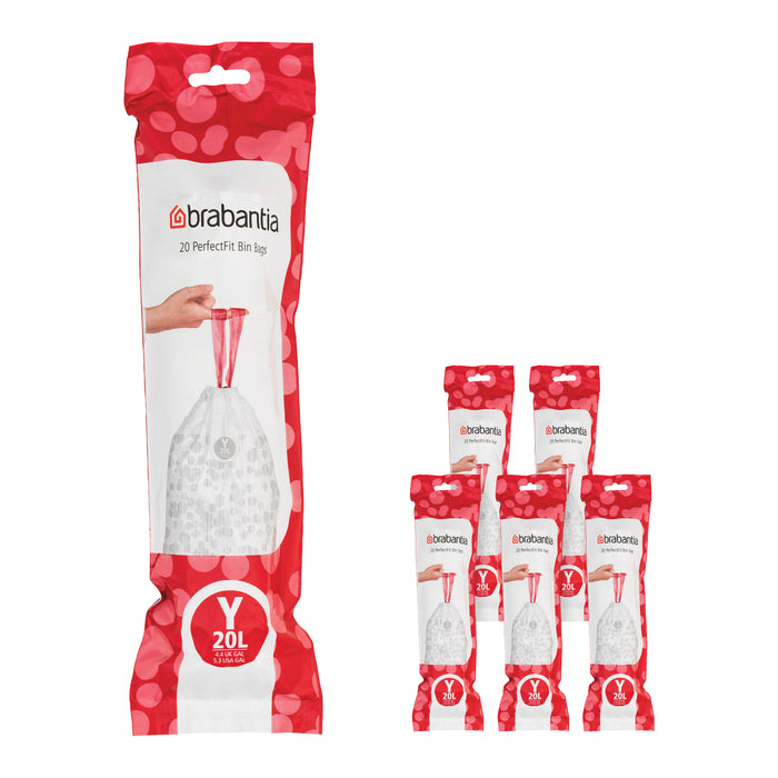 Brabantia Type Y PerfectFit Jaarverpakking Afvalzak 20 Liter - 120 Stuks