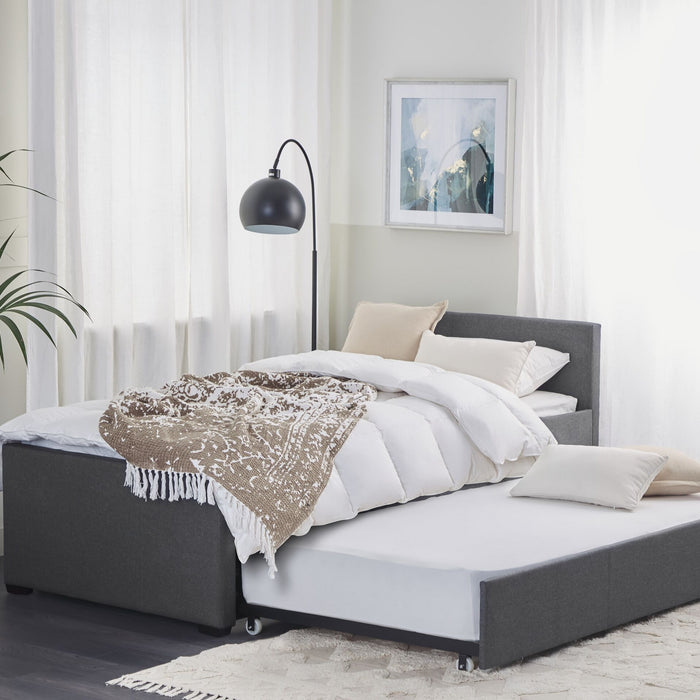 Beliani-MARMANDE-Onderschuifbed-Donkergrijs-90 x 200 cm-Polyester