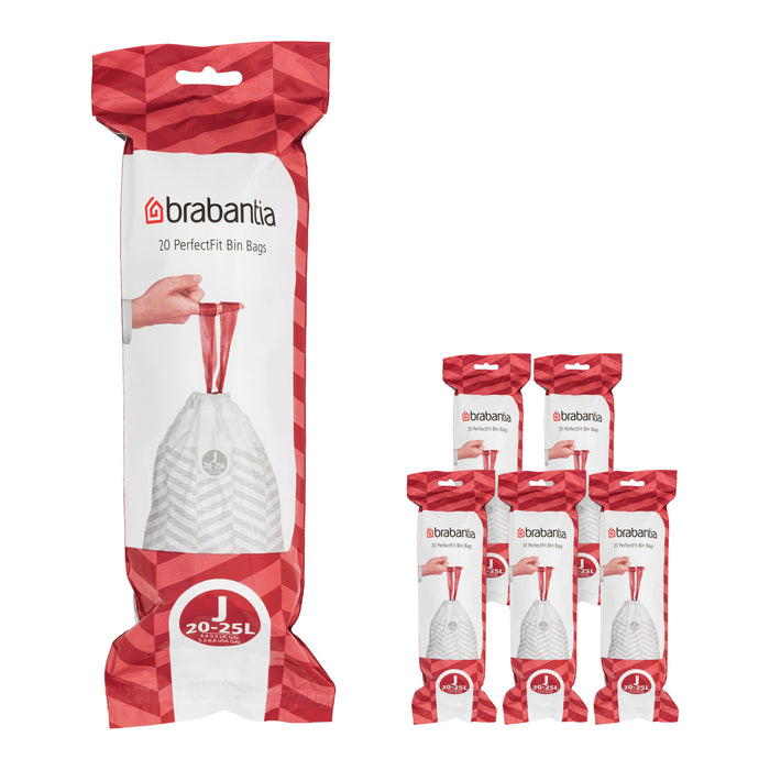 Brabantia Type J PerfectFit Jaarverpakking Afvalzak 20-25 Liter - 120 Stuks