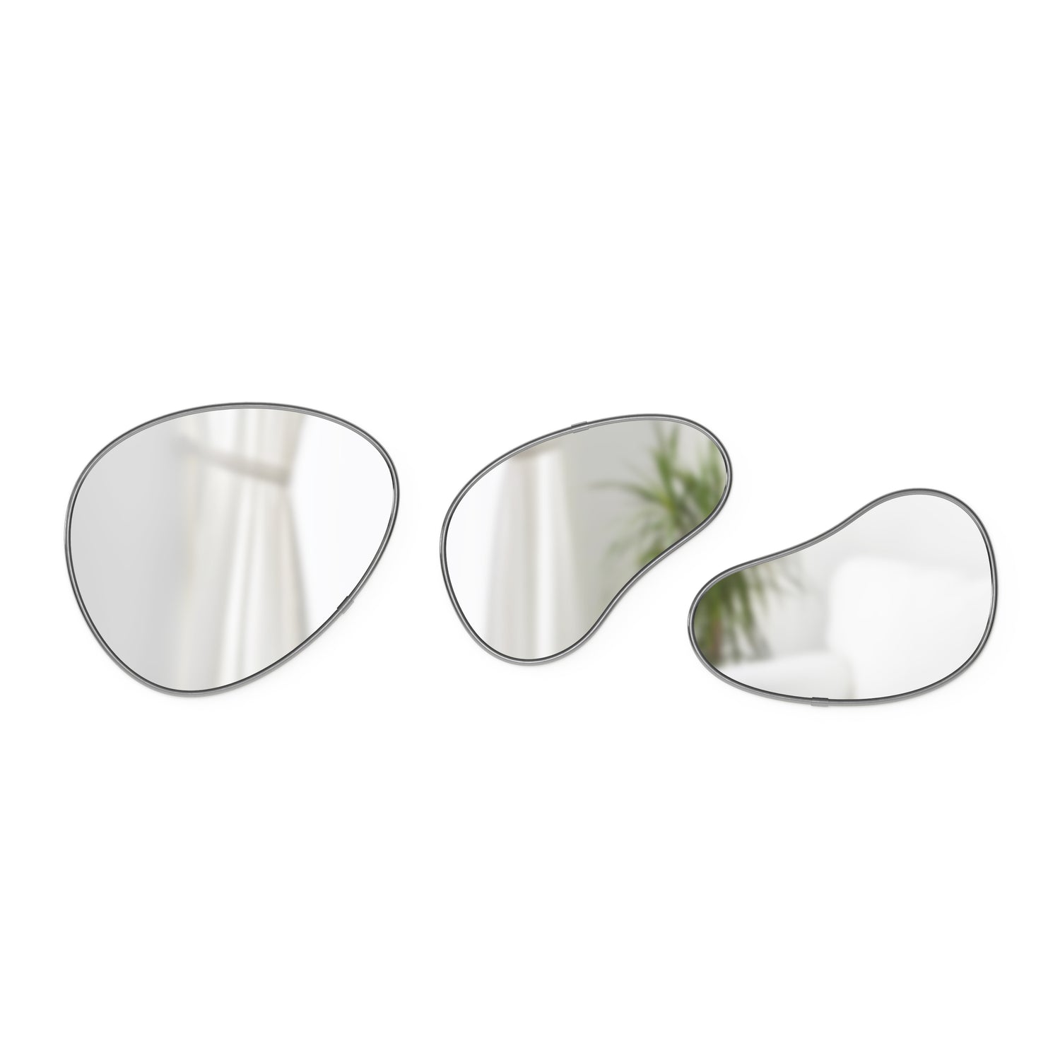 Umbra Hubba Pebble Spiegel - Set van 3 - Metallic Titanium