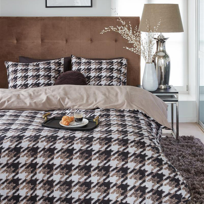 Rivièra Maison Pied de Poule Dekbedovertrek 200 x 220 cm - Zand