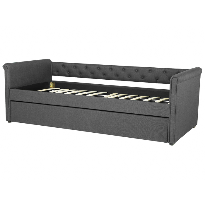 Beliani-LIBOURNE-Onderschuifbed-Donkergrijs-90 x 200 cm-Polyester