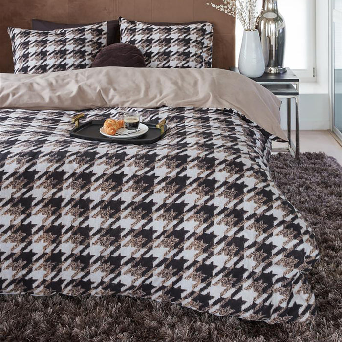 Rivièra Maison Pied de Poule Dekbedovertrek 240 x 220 cm - Zand