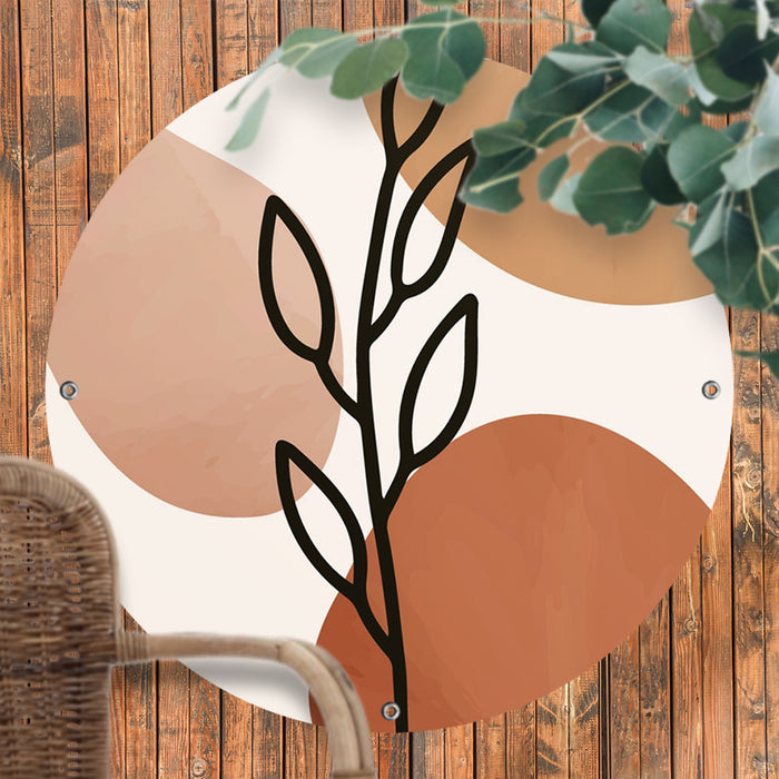 Sweet Living - Ronde Tuinposter Illustrated Leaves- B60 x L60 cm