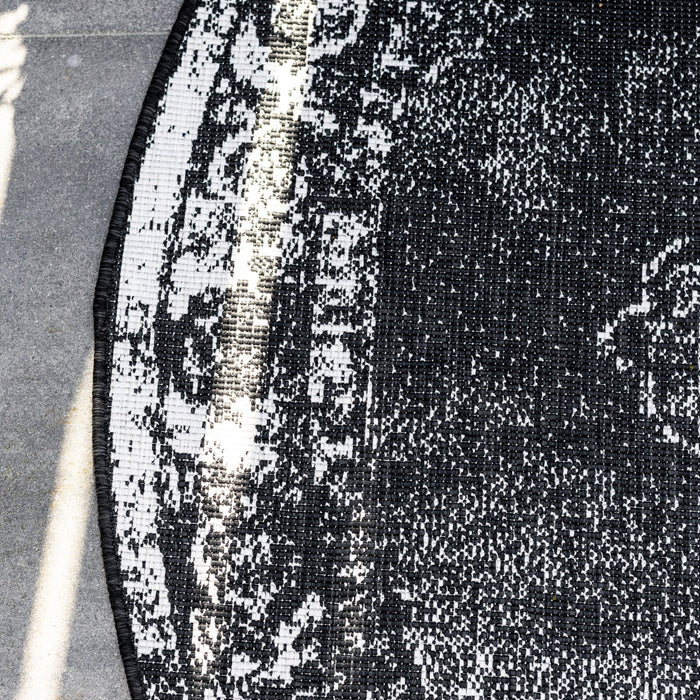 Eva Interior Buitenkleed Rond Sage - Zwart - dubbelzijdig  200cm