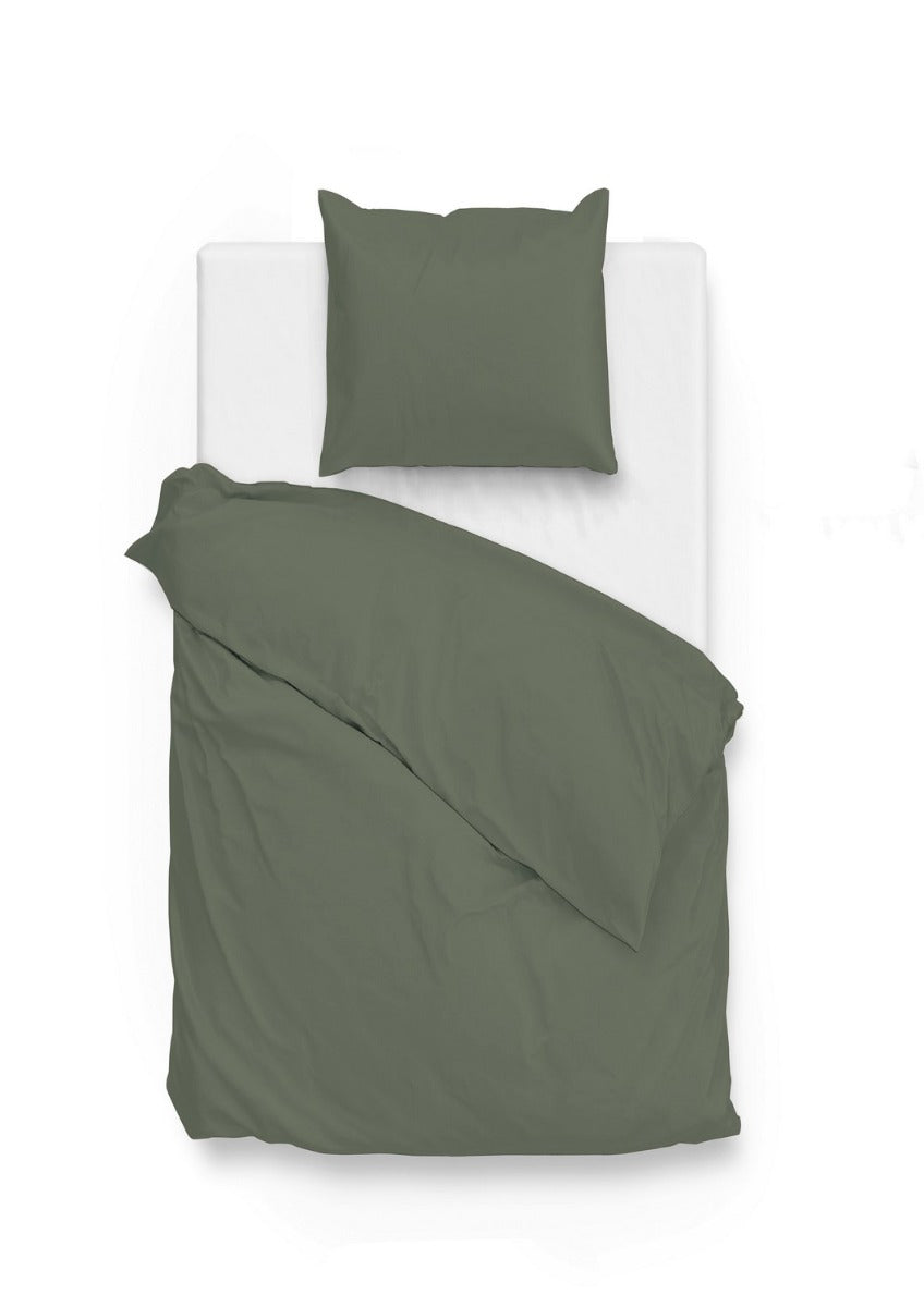 Zo Home Satinado Dekbedovertrekset Uni Katoen Satijn - army green