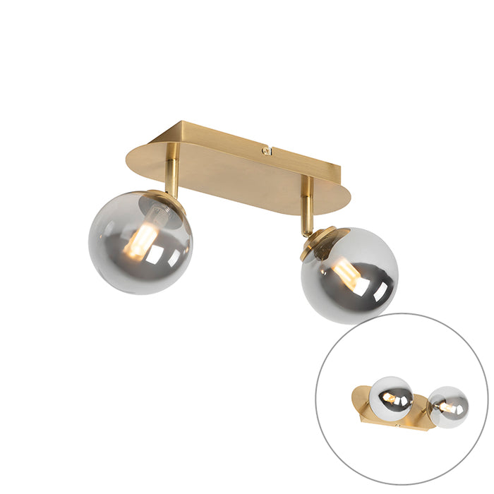 QAZQA Spot goud 2-lichts verstelbaar met smoke glass - Athens