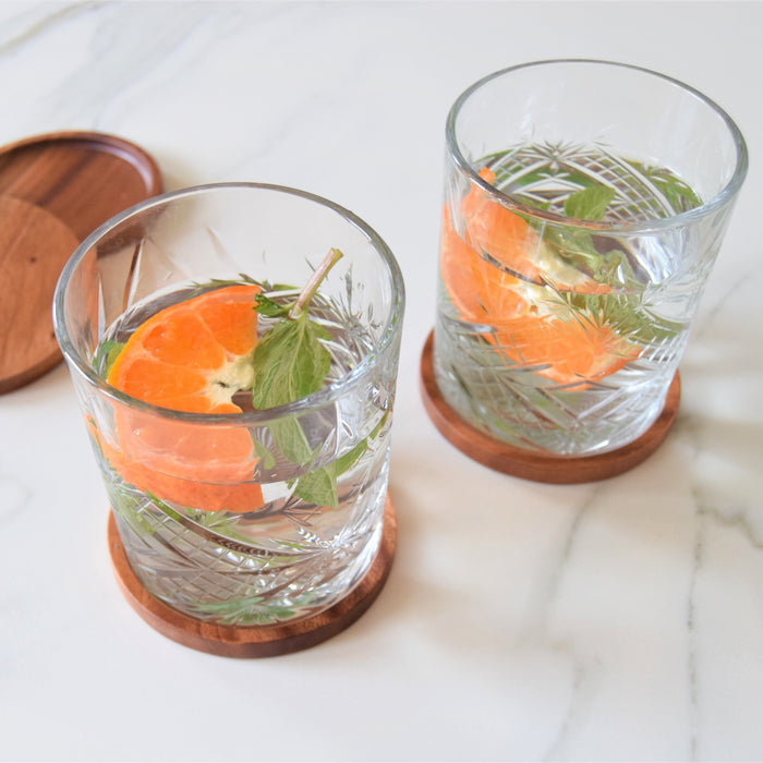 Khaya houten onderzetters Ø 9 cm - set van 4