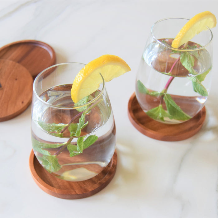 Khaya houten onderzetters Ø 9 cm - set van 4