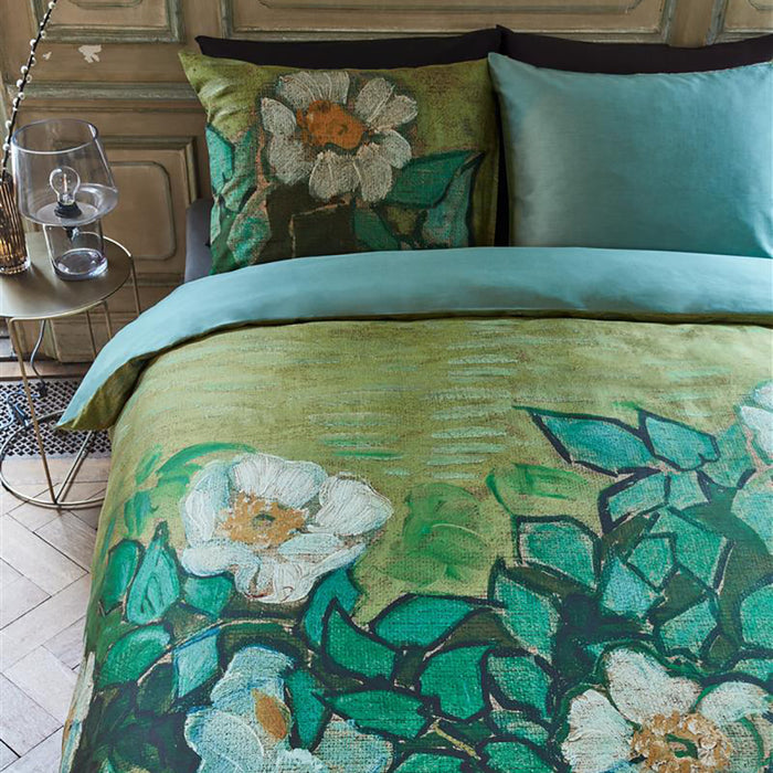 Beddinghouse x Van Gogh Museum Wild Roses Dekbedovertrek 240 x 200|220 cm - Groen