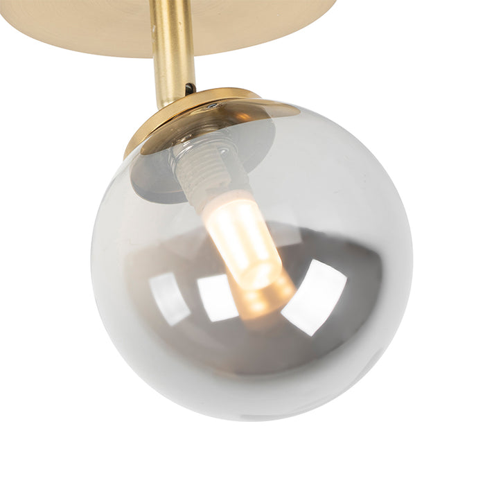 QAZQA Landelijke spot goud verstelbaar met smoke glas - Athens