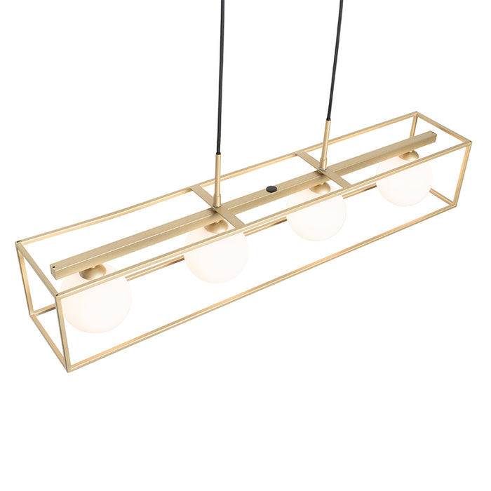 QAZQA Design hanglamp goud met wit glas 4-lichts - Aniek