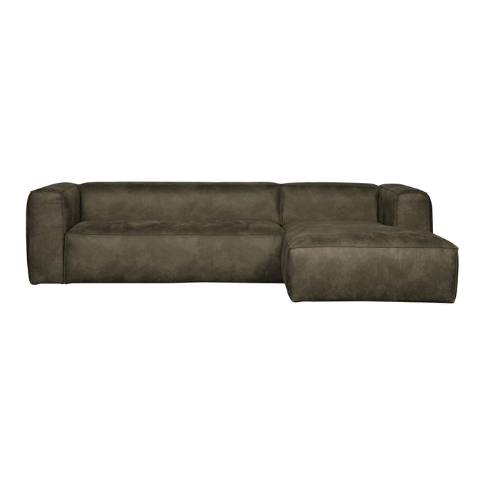 WOOOD Bean Hoekbank met Chaise Longue Rechts - Eco-leder - Army Green