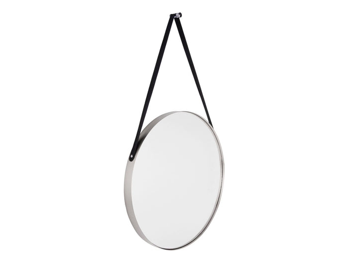 pt, Balanced Spiegel Rond Staal/Leer ¯47 cm - Zilver
