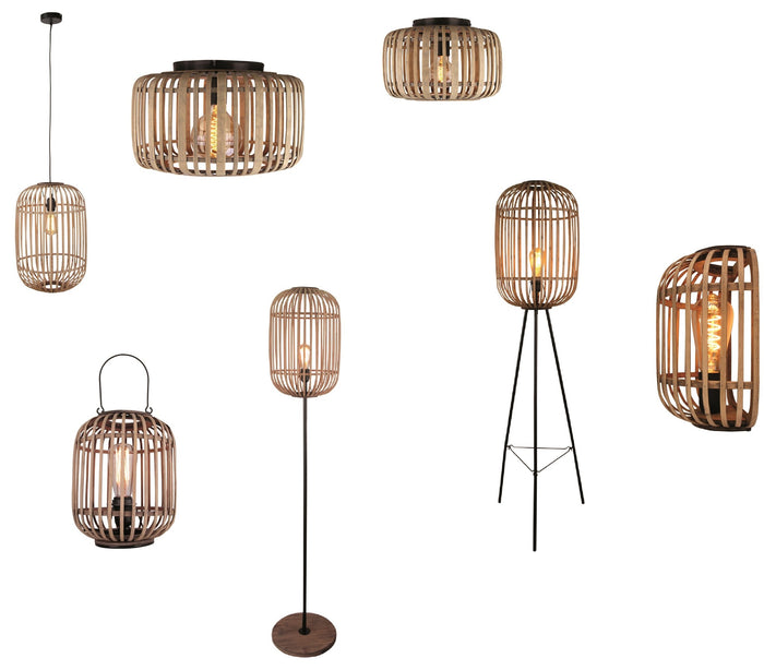 Freelight Wandlamp Treccia Zwart & Rotan incl. Snoerstel