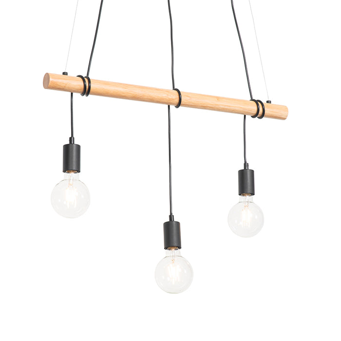 QAZQA Hanglamp dami - Zwart - Landelijk - L 70cm