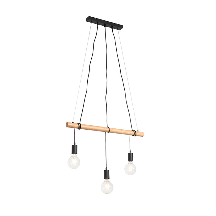 QAZQA Hanglamp dami - Zwart - Landelijk - L 70cm