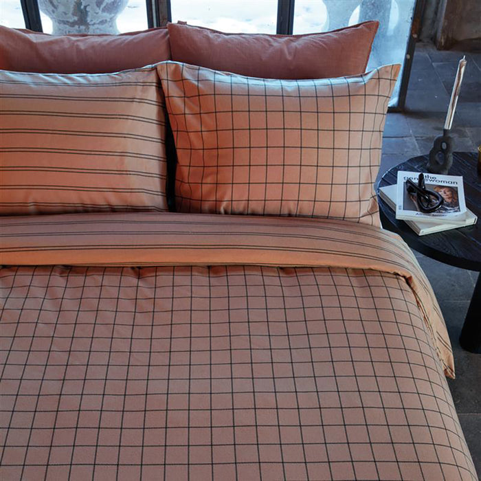 vtwonen Grid Dekbedovertrek 240 x 220 cm - Terra