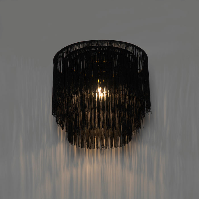 QAZQA Plafondlamp franxa - Zwart - Oosters - D 350mm