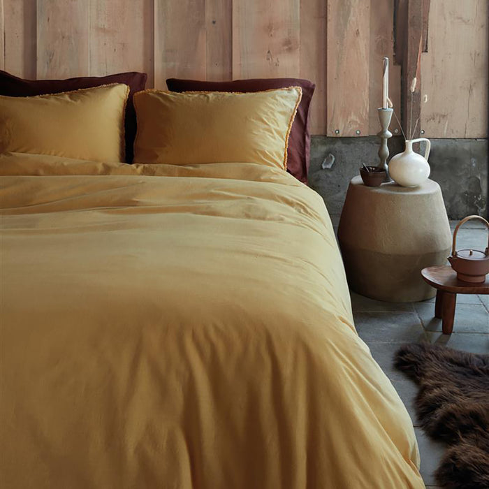 vtwonen Natural Stone Fraying Dekbedovertrek 200x200/220 cm - Geel