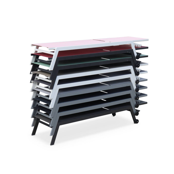 sweeek - Aluminium ligstoelen, meerdere standen, met wieltjes (set van