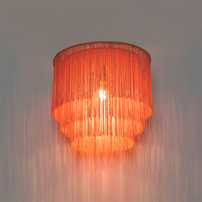 QAZQA Oosterse plafondlamp goud roze kap met franjes - Franxa