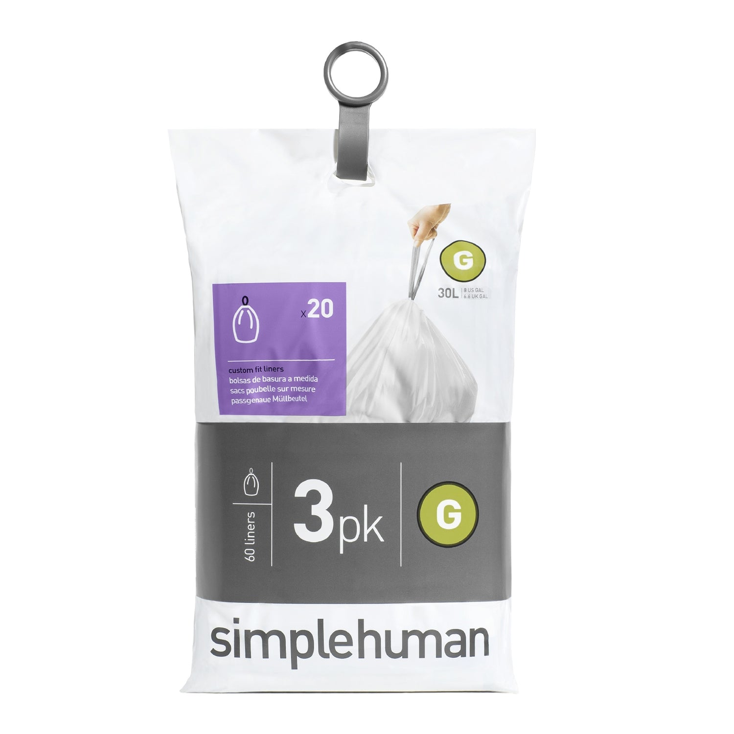 Simplehuman Code G Pocket Liners Afvalzakken 30 Liter - 60 zakken