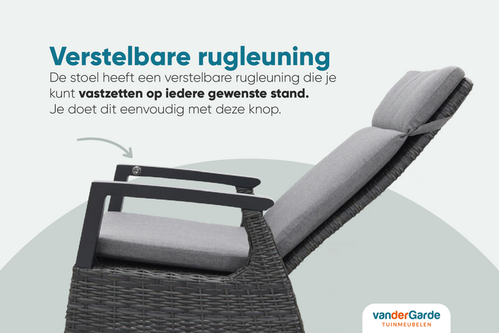VDG Darwin wicker verstelbare tuinstoel - antraciet