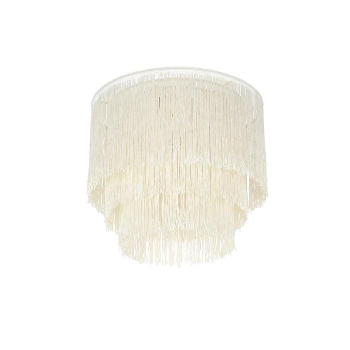 QAZQA Oosterse plafondlamp goud crème kap met franjes - Franxa