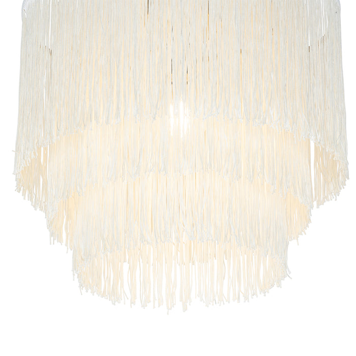 QAZQA Oosterse plafondlamp goud crème kap met franjes - Franxa