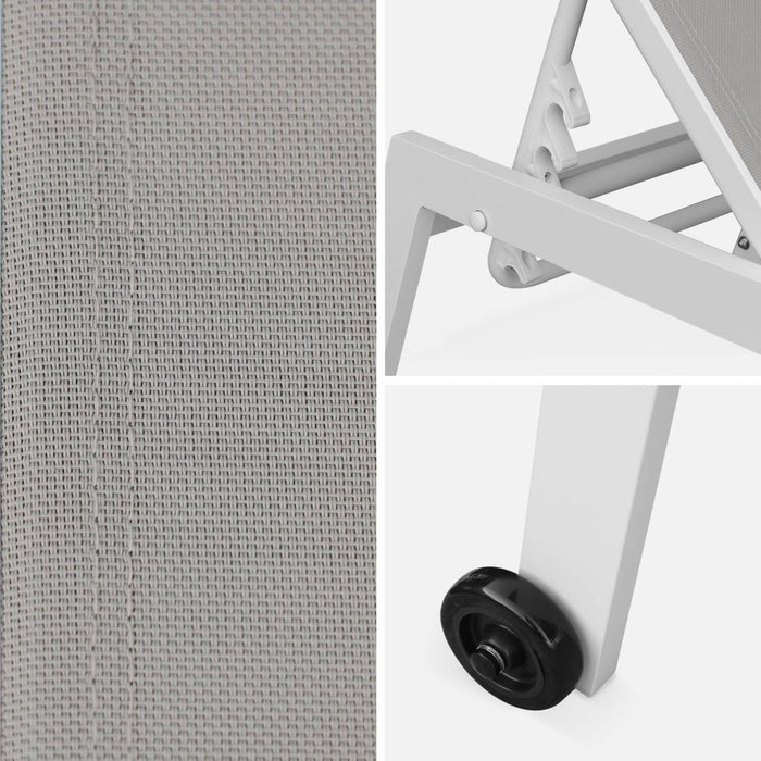 sweeek - Aluminium ligstoelen, meerdere standen, met wieltjes (set van