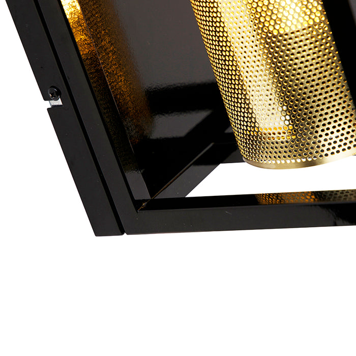 QAZQA Wandlamp cagetess - Goud|messing - Industrieel - L 18cm