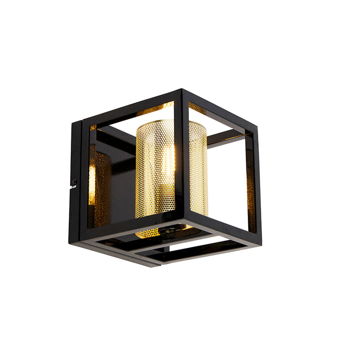 QAZQA Wandlamp cagetess - Goud|messing - Industrieel - L 18cm