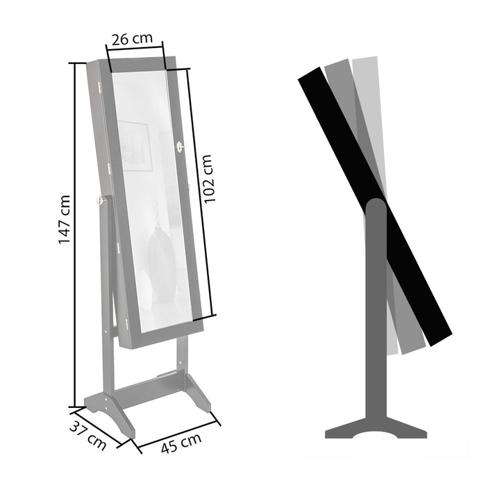 tectake® Sieradenkast met spiegel, rechtopstaand