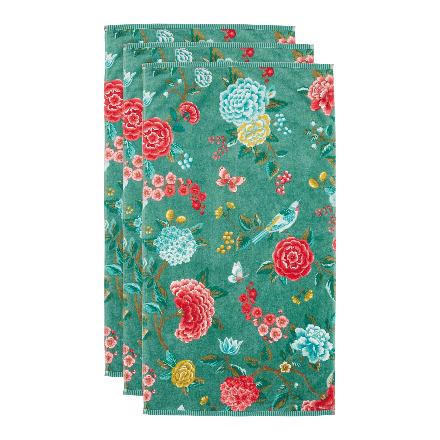 Pip Studio Good Evening Handdoek 55 x 100 cm - Groen - Set van 3