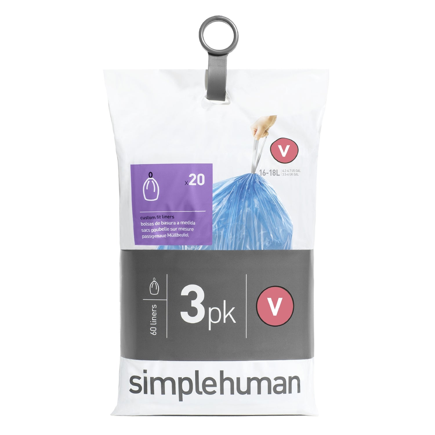 Simplehuman Code V Pocket Liners Afvalzakken 16-18 Liter - 60 zakken