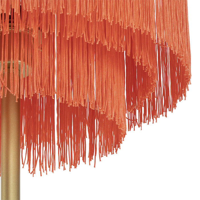 QAZQA Oosterse vloerlamp goud roze kap met franjes - Franxa