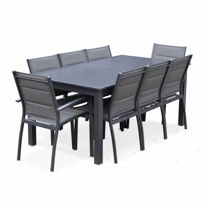 sweeek - Aluminium tuinset 8 plaatsen, uitschuifbaar