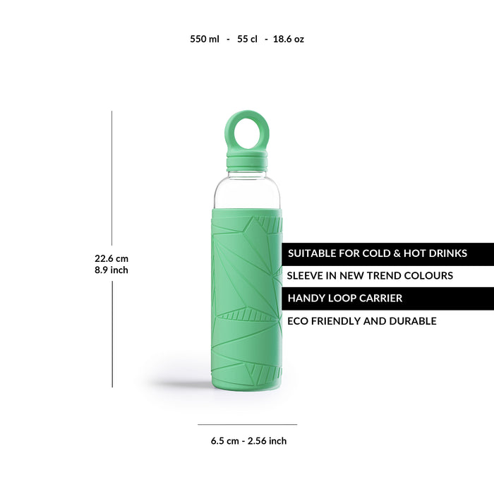 Libbey Waterfles - Glazen drinkfles - 0,55 L - Honest Green