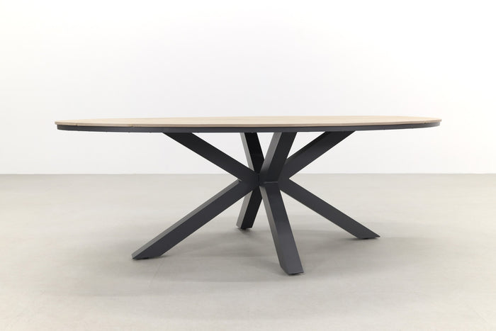Edison tafel - ovaal - 220x115 cm - carbon black -light teak Vironwood
