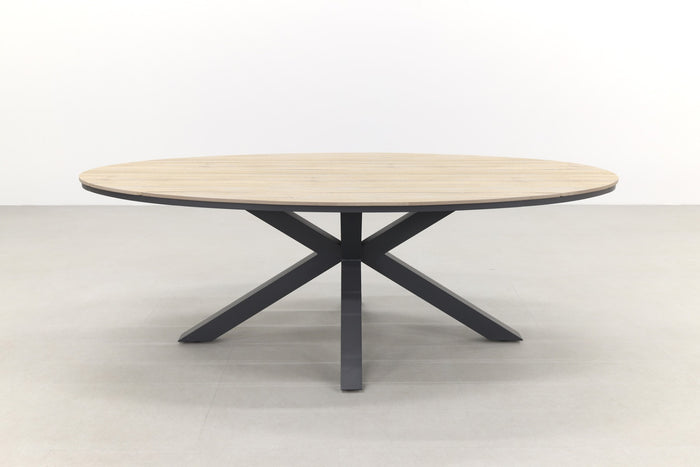 Edison tafel - ovaal - 220x115 cm - carbon black -light teak Vironwood