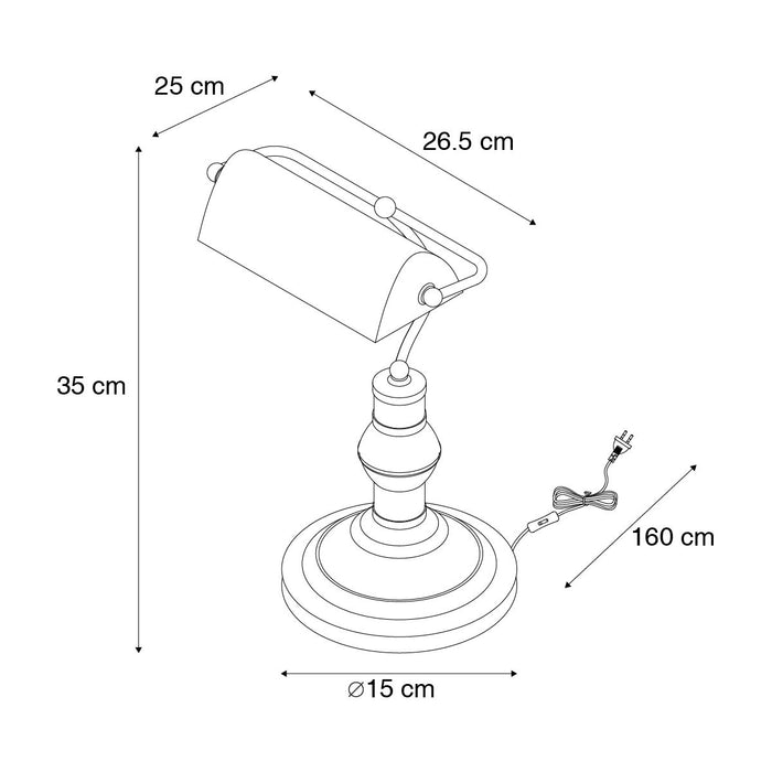 QAZQA Klassieke tafellamp|notarislamp messing met groen glas - Banker
